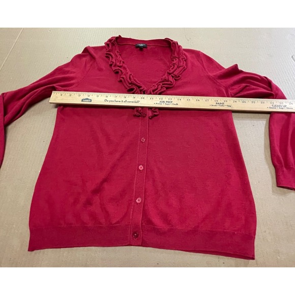 Talbots Red Ruffled Cardigan - Picture 6 of 13